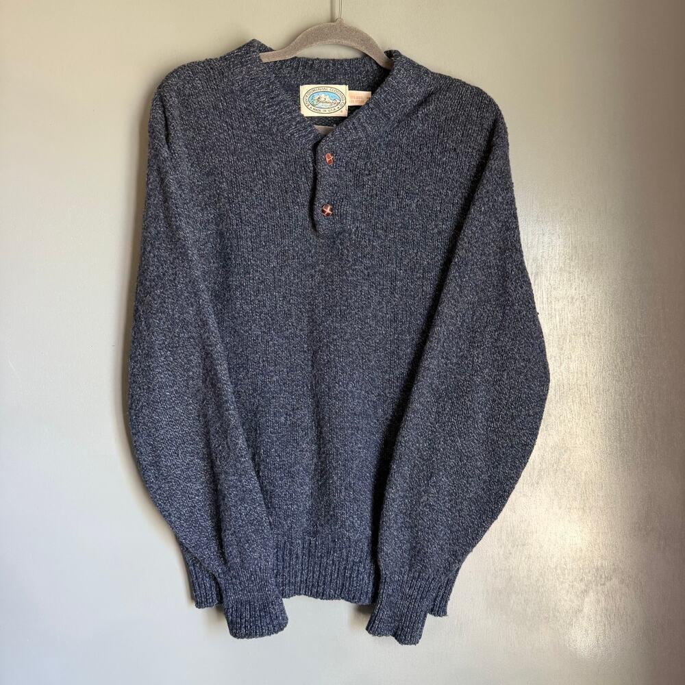 Vintage ENVIRONMENTAL CLOTHING CO. Men's M Blue Wool Blend Pullover Knit Sweater